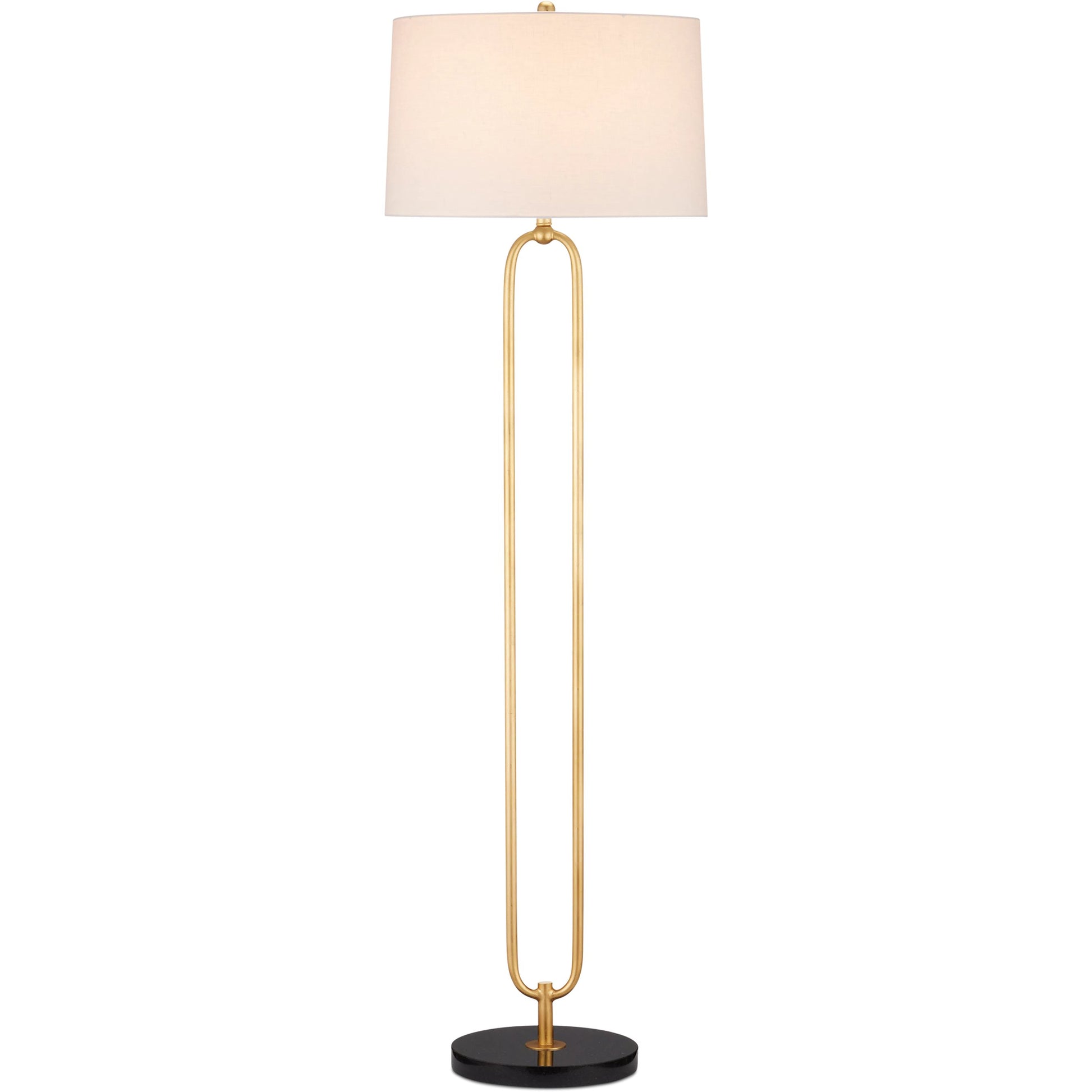 Glossary Floor Lamp by Currey and Company in contemporary gold leaf, natural. Made from metal, marble in a modern style.