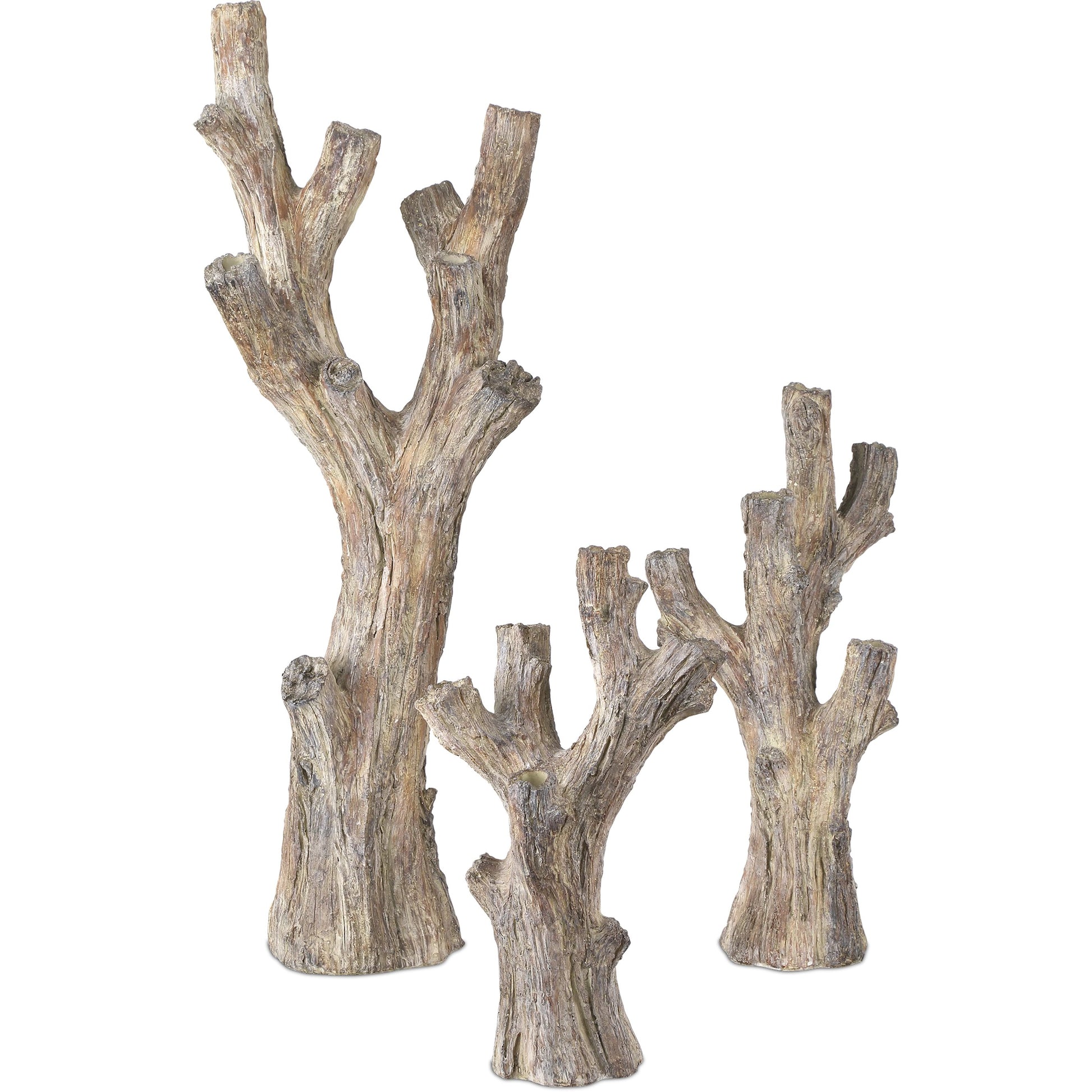 Rafaela Flameless LED Candelabra by Currey and Company in dark brown. Made from composite in a rustic style.