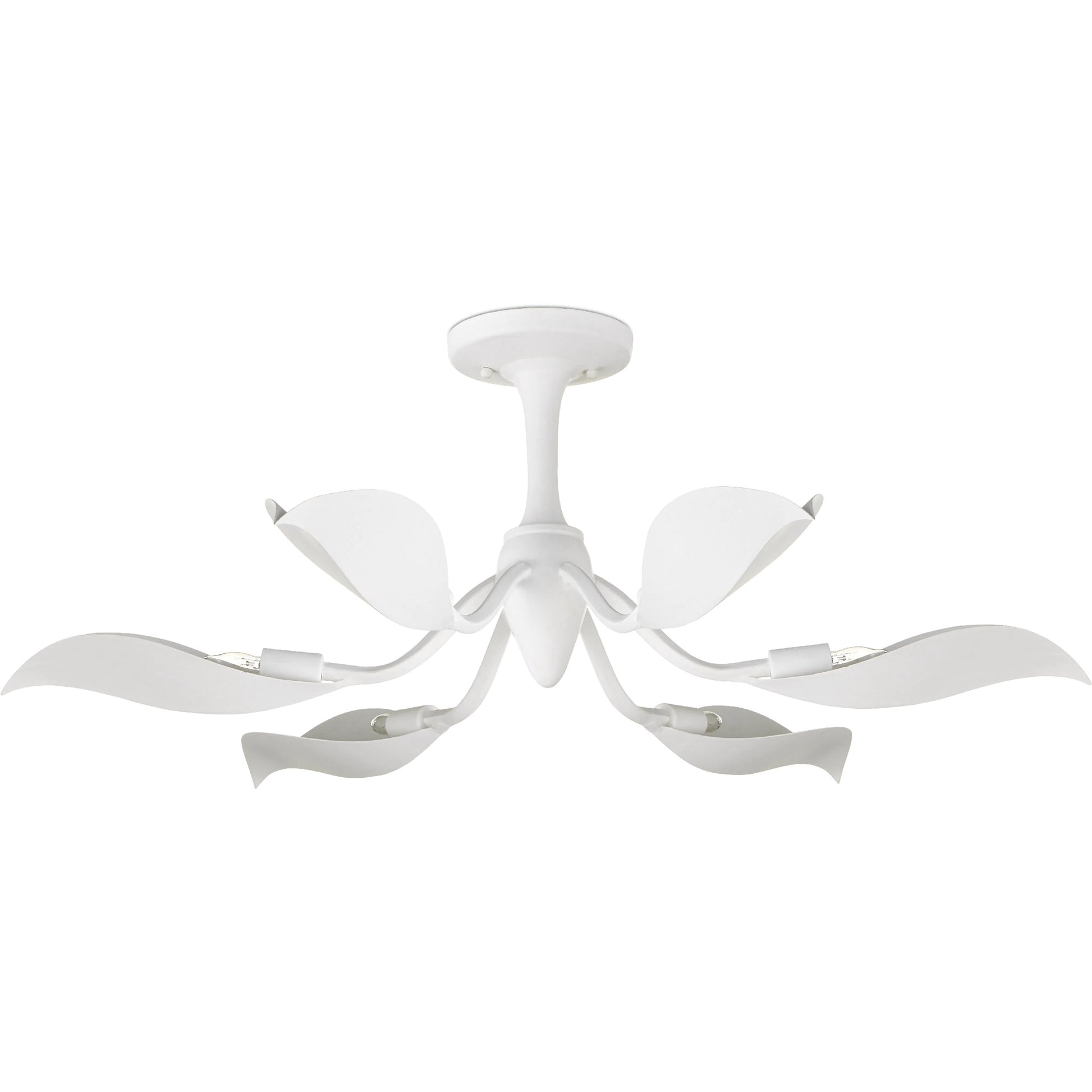Snowflower Semi-Flush Mount by Currey and Company in gesso white. Made from wrought iron in a modern style.