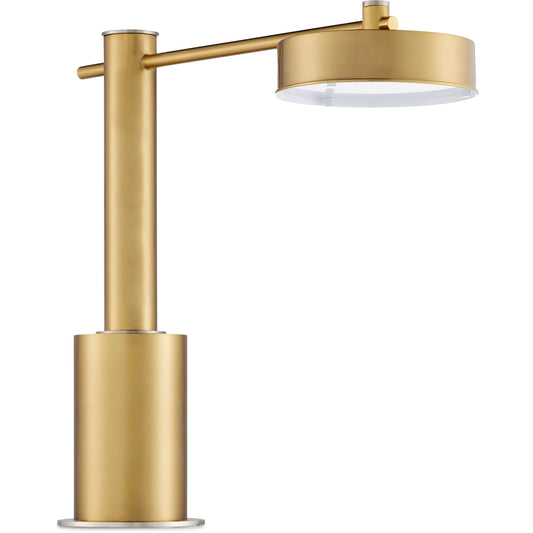 Dialect Desk Lamp by Currey and Company in brushed brass, brushed nickel. Made from metal in a modern style.