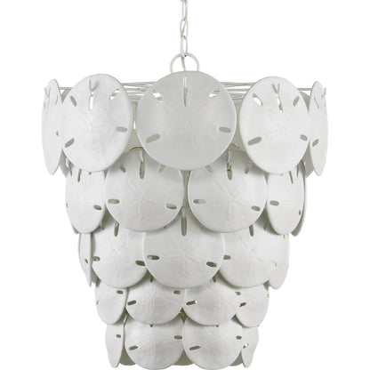 Tulum Chandelier by Currey and Company in white, sugar white. Made from bone china, wrought iron in a modern style.