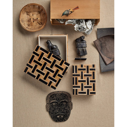 Aarna Box Set by Currey and Company. Made from composite, wood, engineered hardwood, linen in a modern style.