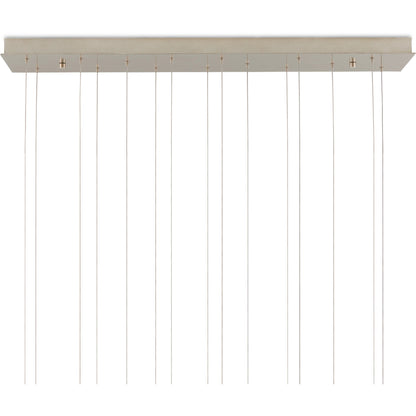 Crystal Bud Linear Pendant by Currey and Company in painted silver, contemporary silver leaf. Made from crystal, wrought iron in a transitional style.