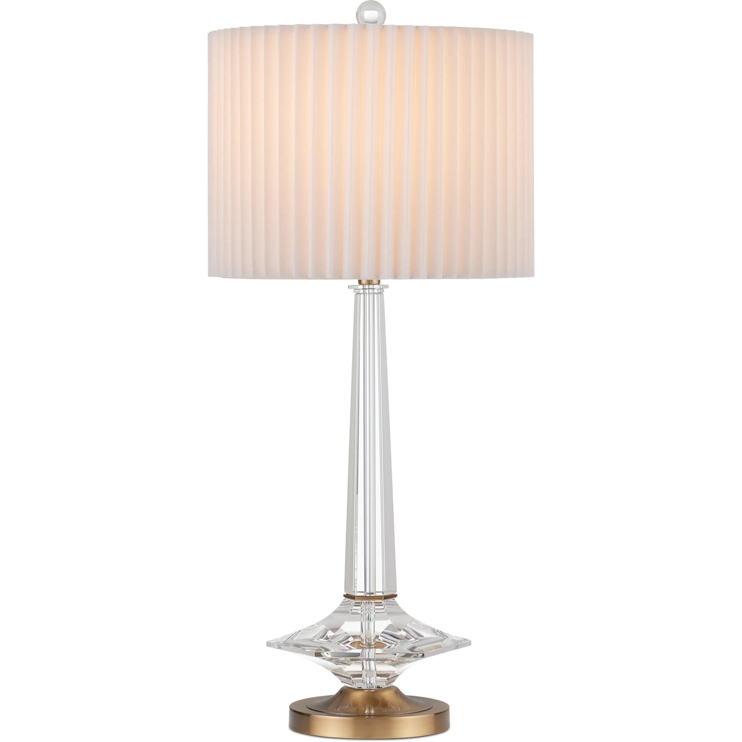 001 SI-2191642 | Primary Silo | Anton Table Lamp by Currey and Company in clear, antique brass. Made from optic crystal, metal in a modern style.