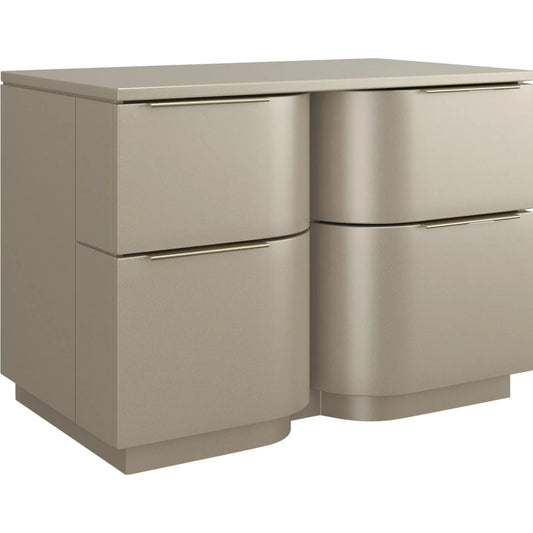 Oblique Large Nightstand by Caracole in soft silver paint gloss. Made from unique in a unique style.