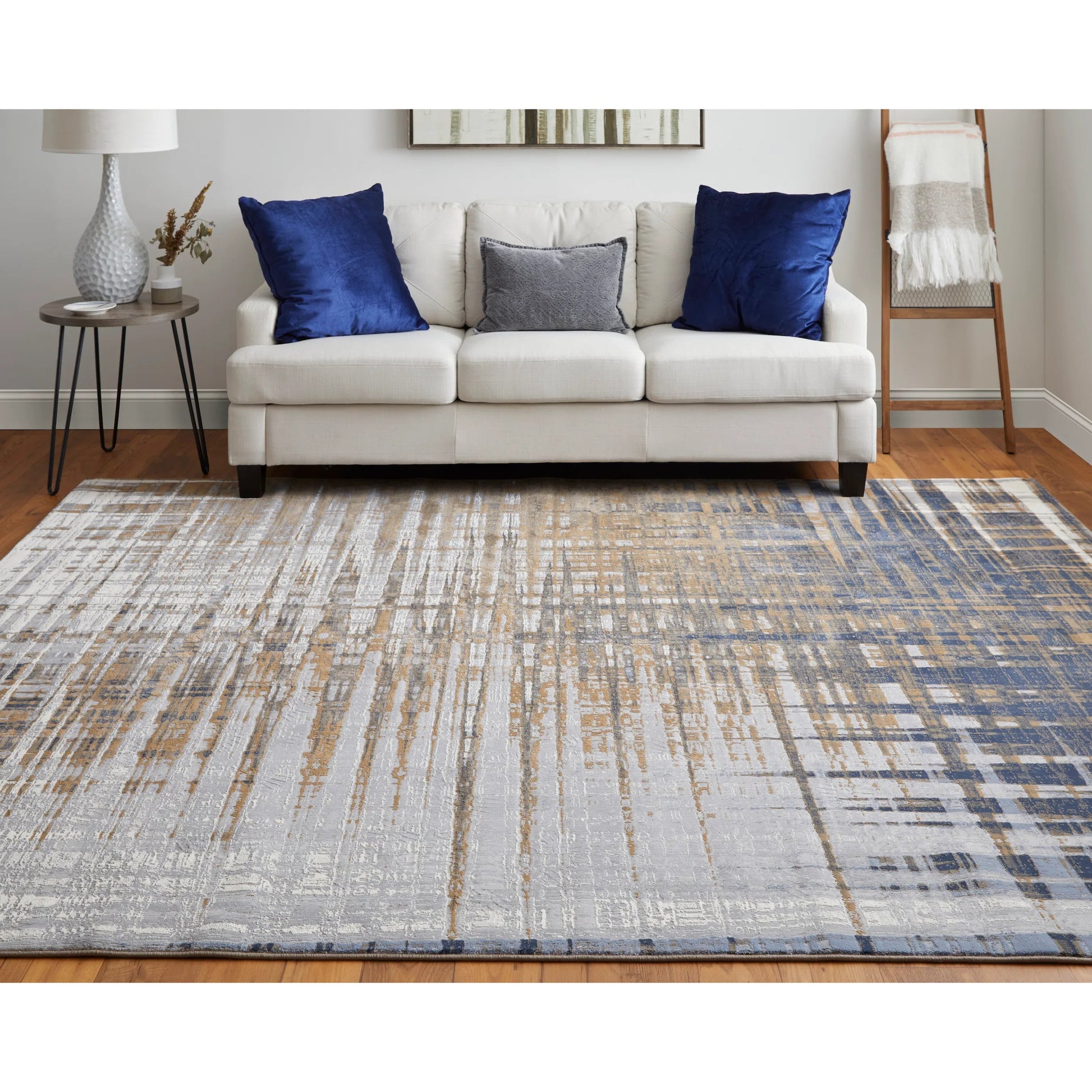 Clio Rug - 39K4F by Feizy in blue, orange, gray. Made from polypropylene, polyester in a unique style.