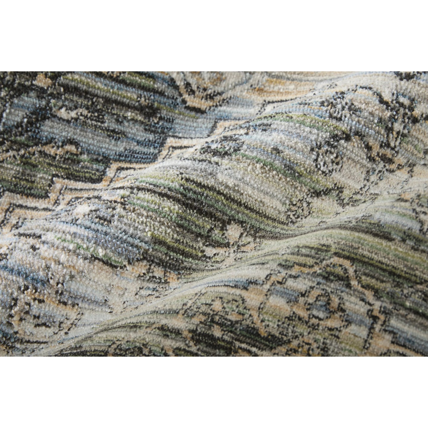 003 SI-2540275,SI-2540276,SI-2540277,SI-2540278,SI-2540279,SI-2540281 | Closeup | Augustine Traditional AUG39TWF Rug by Feizy in green, ivory, black. Made from polypropylene, polyester in a unique style.