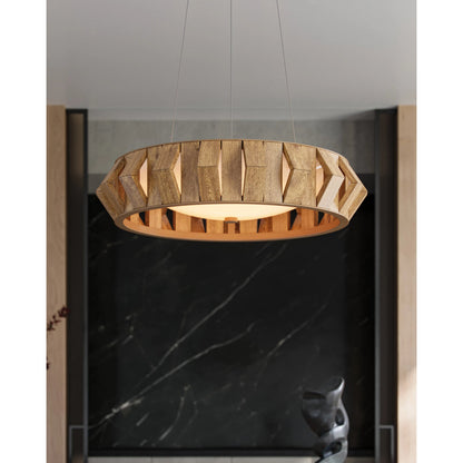 Plunge Chandelier by Currey and Company in toffee, brass, white. Made from wood, wrought iron, composite in a modern style.