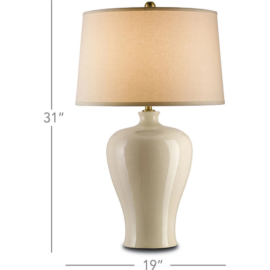 Blaise Table Lamp by Currey and Company in cream crackle. Made from porcelain in a traditional style.