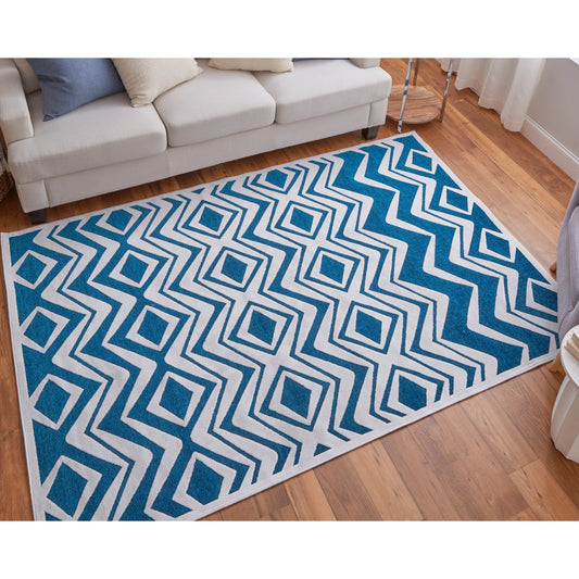 Saphir Mira Diamond Rug - 3505F by Feizy in blue, green, white. Made from viscose, polyester in a unique style.