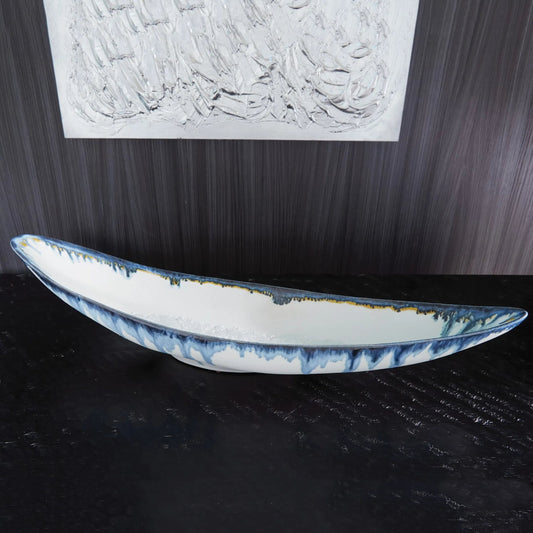 Glass Drip Canoe Bowl by Global Views. Made from ceramic in a eclectic & global style.