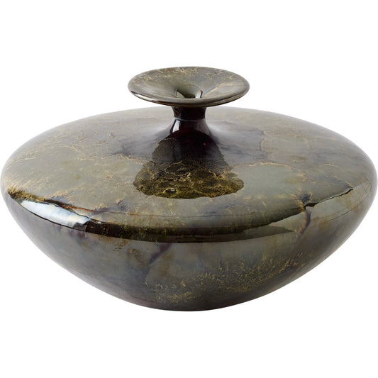 Tapered Neck Vase by Global Views in reactive green. Made from ceramic in a eclectic & global style.