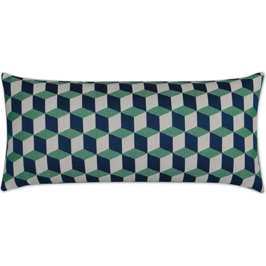 Puzzle Lumbar Indoor/Outdoor Pillow by DV Kap Home in emerald. Made from 100% sunbrella acrylic in a unique style.