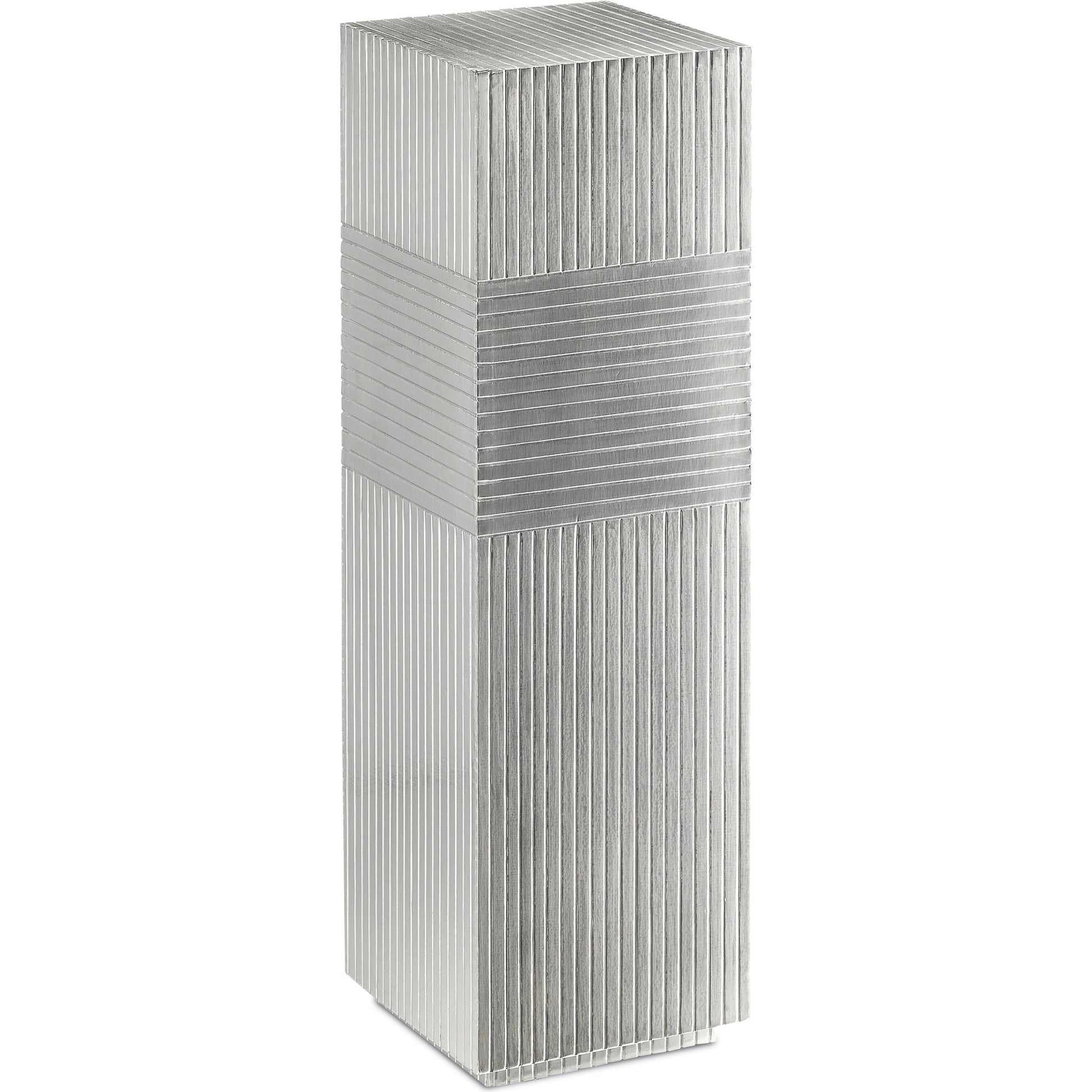 Odense Oak Pedestal by Currey and Company in black. Made from engineered wood in a eclectic & global style.