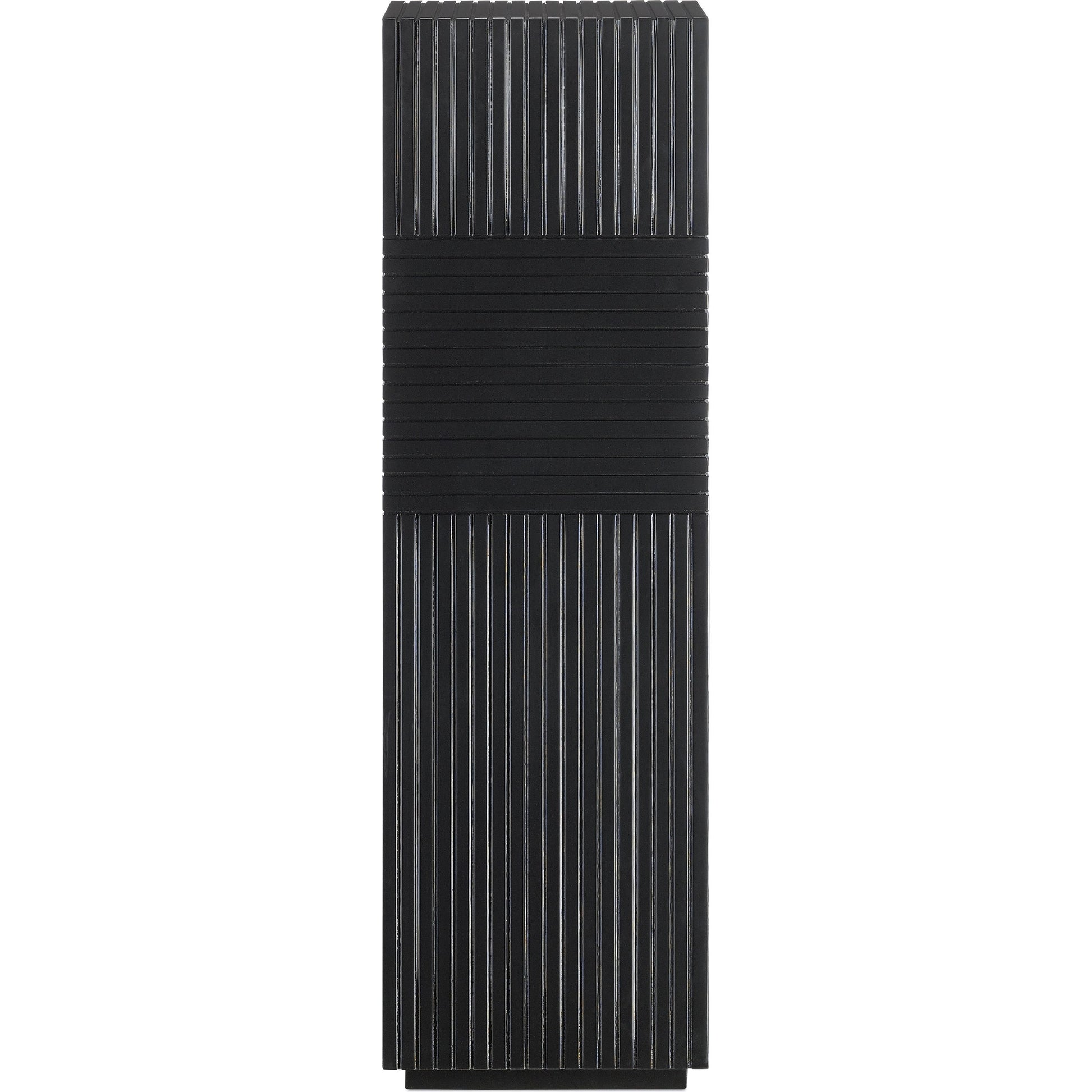 Odense Oak Pedestal by Currey and Company in black. Made from engineered wood in a eclectic & global style.