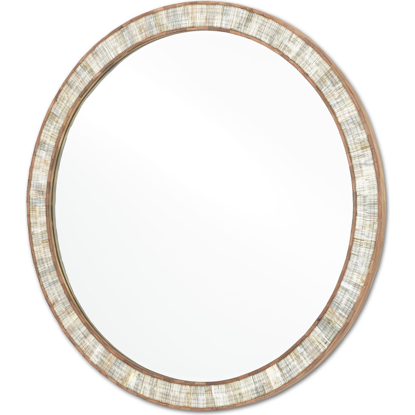 002 SR-767857 | Additional Silo | Hyson Round Mirror by Currey and Company in natural, mirror. Made from horn, sheesham wood, engineered hardwood, glass in a coastal style.