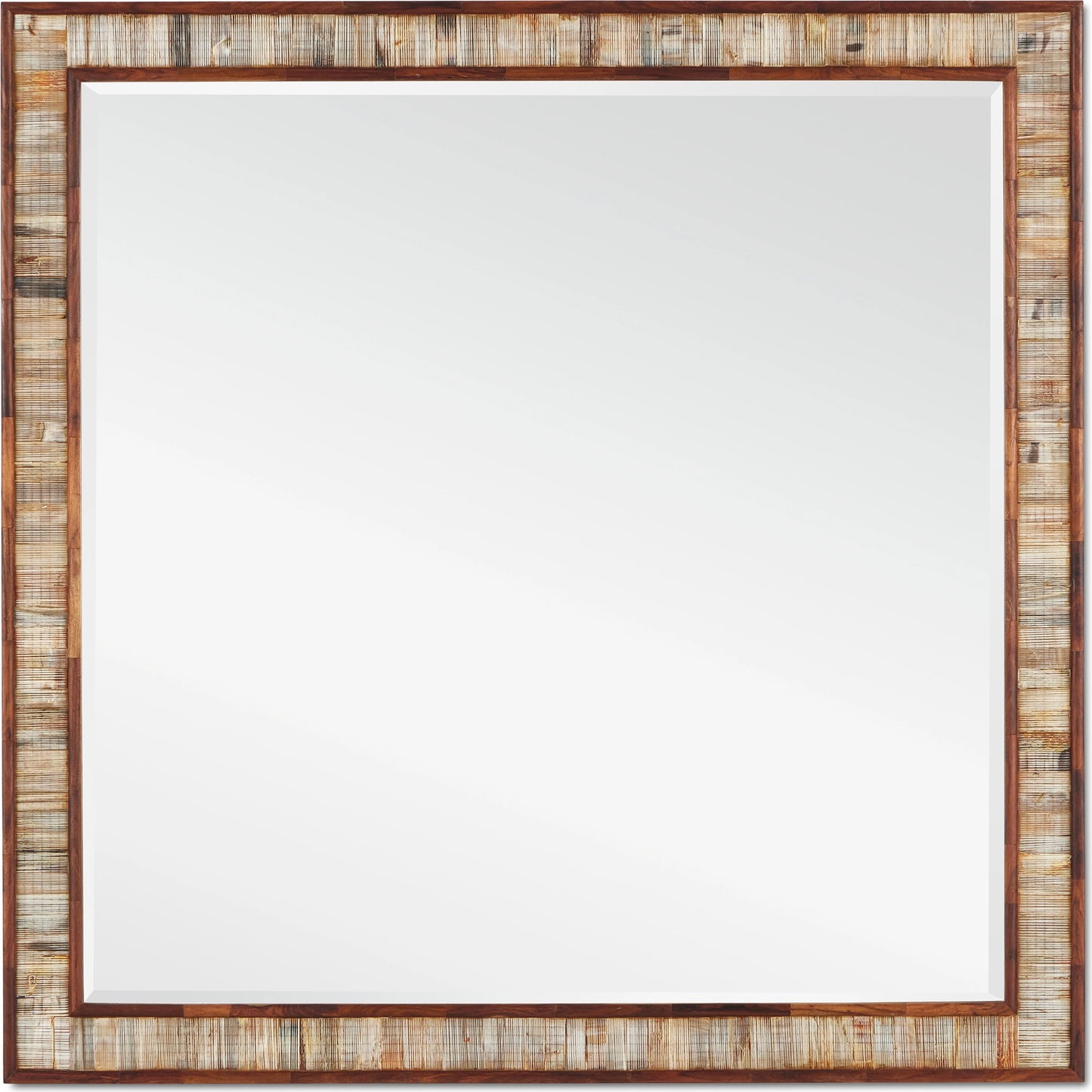 001 SI-2007769 | Primary Silo | Hyson Large Square Mirror by Currey and Company in chiseled horn, natural, mirror. Made from horn, sheesham wood, engineered wood, glass in a modern style.