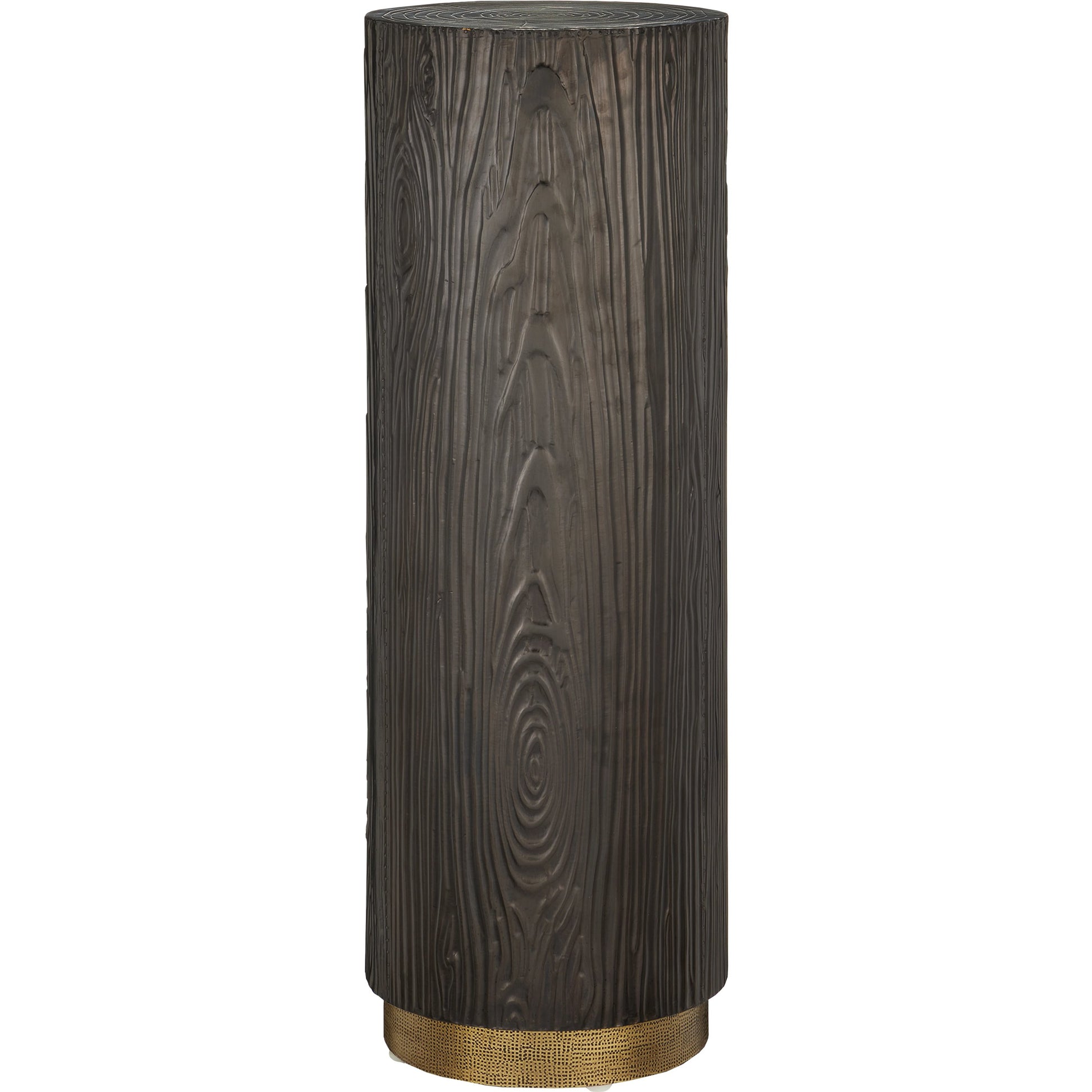 Terra Pedestal by Currey and Company in bronze, brass. Made from natural wood, brass in a modern style.