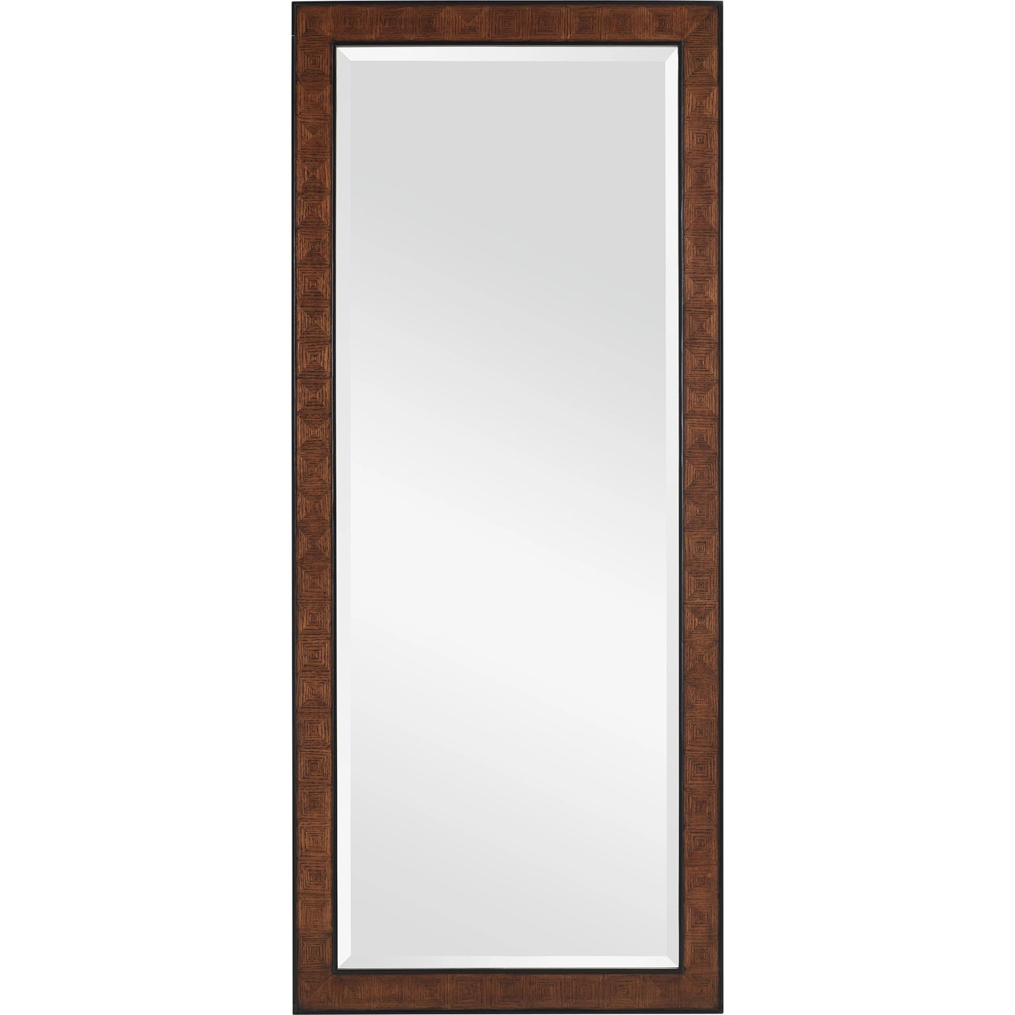 001 SI-2007729 | Primary Silo | Dorian Floor Mirror by Currey and Company in kona, black. Made from oak veneer, mahogany, glass in a modern style.