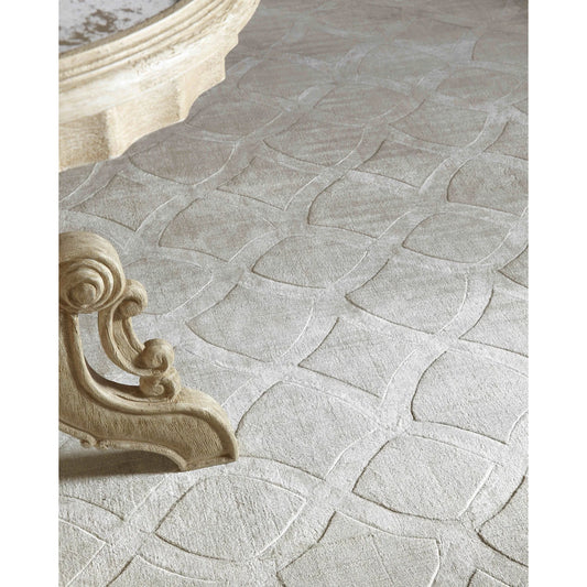 Smooch Geo Rug by Exquisite Rugs in light beige. Made from bamboo silk in a unique style.