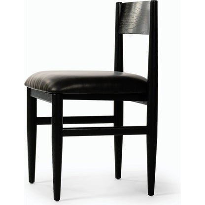 Mavery Armless Dining Chair by Four Hands in sierra espresso, brushed ebony oak, brushed ebony oak veneer. Made from faux leather, solid oak, oak veneer in a modern style.