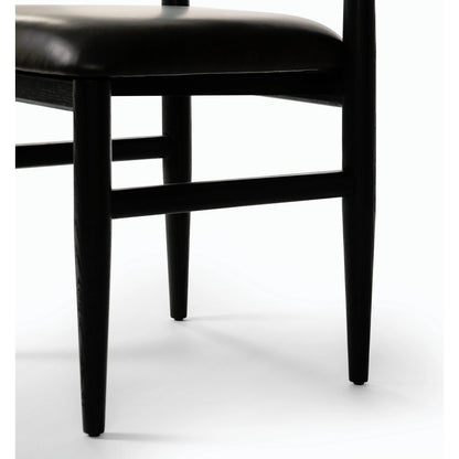 Mavery Armless Dining Chair by Four Hands in sierra espresso, brushed ebony oak, brushed ebony oak veneer. Made from faux leather, solid oak, oak veneer in a modern style.