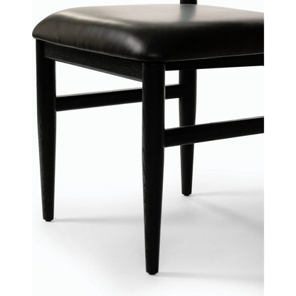 Mavery Armless Dining Chair by Four Hands in sierra espresso, brushed ebony oak, brushed ebony oak veneer. Made from faux leather, solid oak, oak veneer in a modern style.