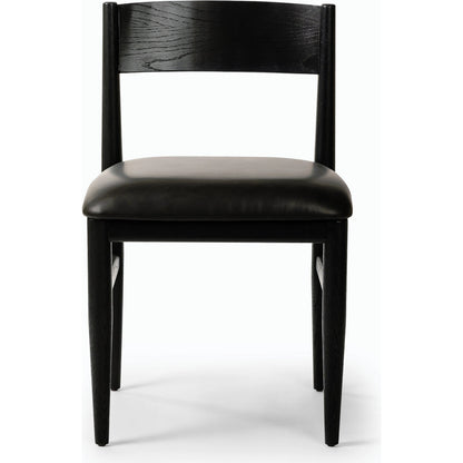 Mavery Armless Dining Chair by Four Hands in sierra espresso, brushed ebony oak, brushed ebony oak veneer. Made from faux leather, solid oak, oak veneer in a modern style.