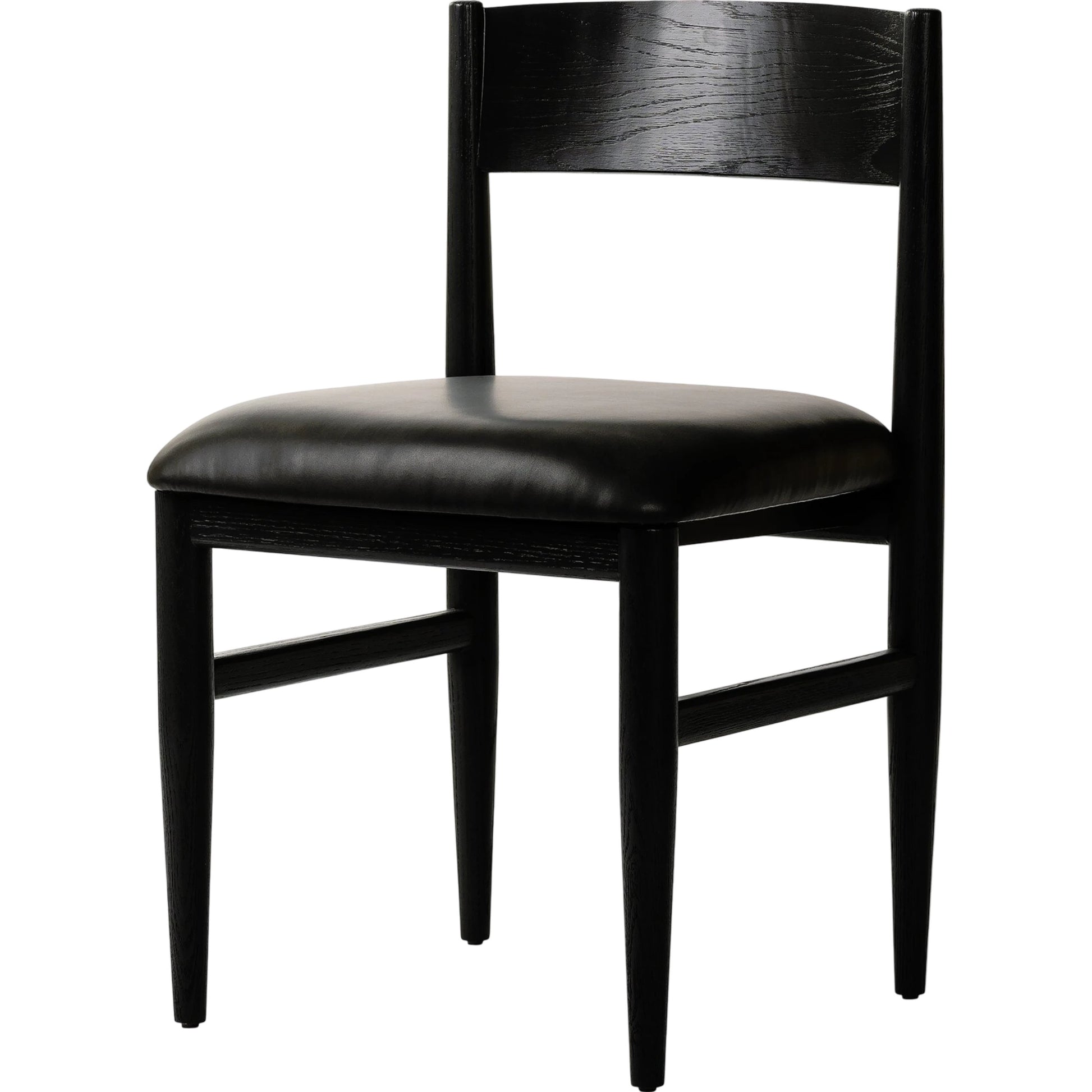 Mavery Armless Dining Chair by Four Hands in sierra espresso, brushed ebony oak, brushed ebony oak veneer. Made from faux leather, solid oak, oak veneer in a modern style.