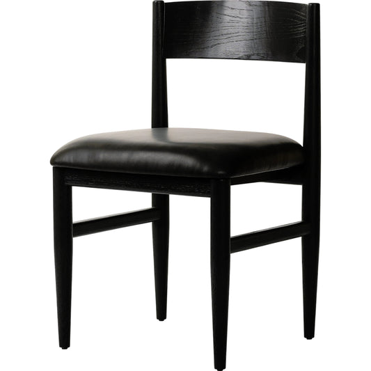 Mavery Armless Dining Chair by Four Hands in sierra espresso, brushed ebony oak, brushed ebony oak veneer. Made from faux leather, solid oak, oak veneer in a modern style.