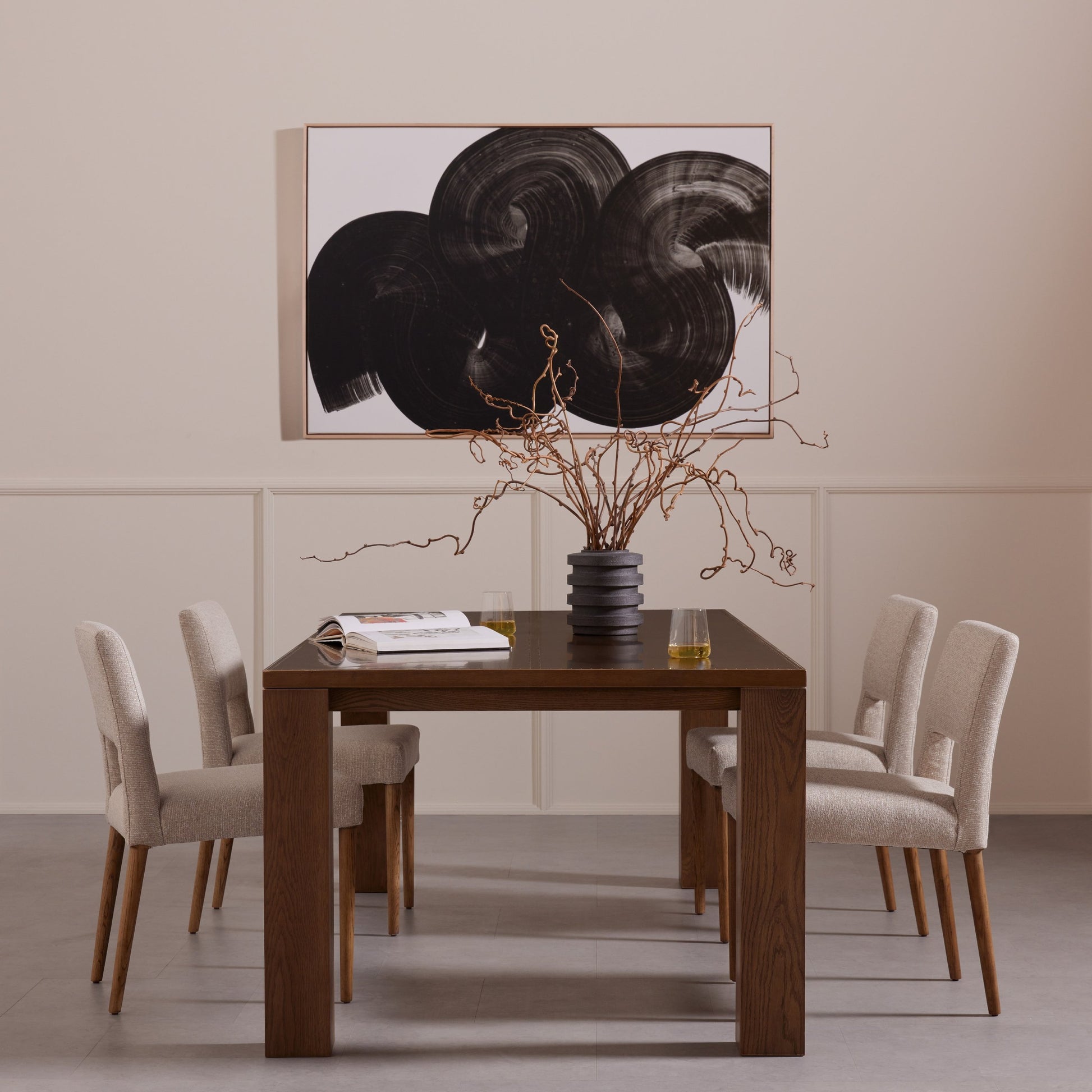 Joseph Dining Chair by Four Hands in toasted nettlewood. Made from unique in a transitional style.