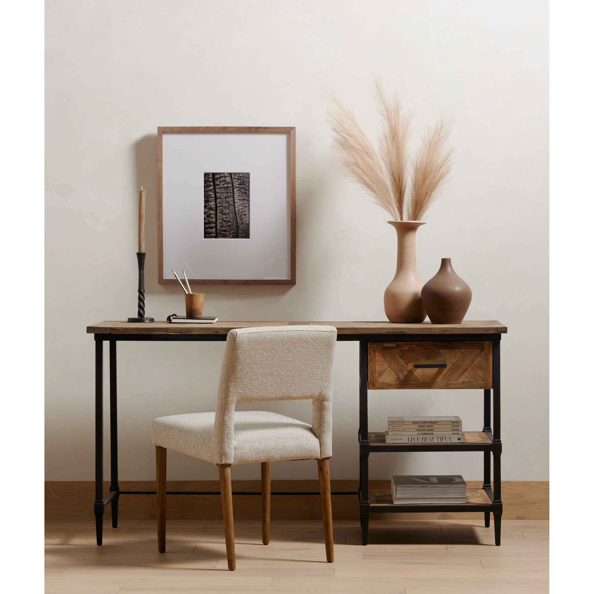 Joseph Dining Chair by Four Hands in toasted nettlewood. Made from unique in a transitional style.