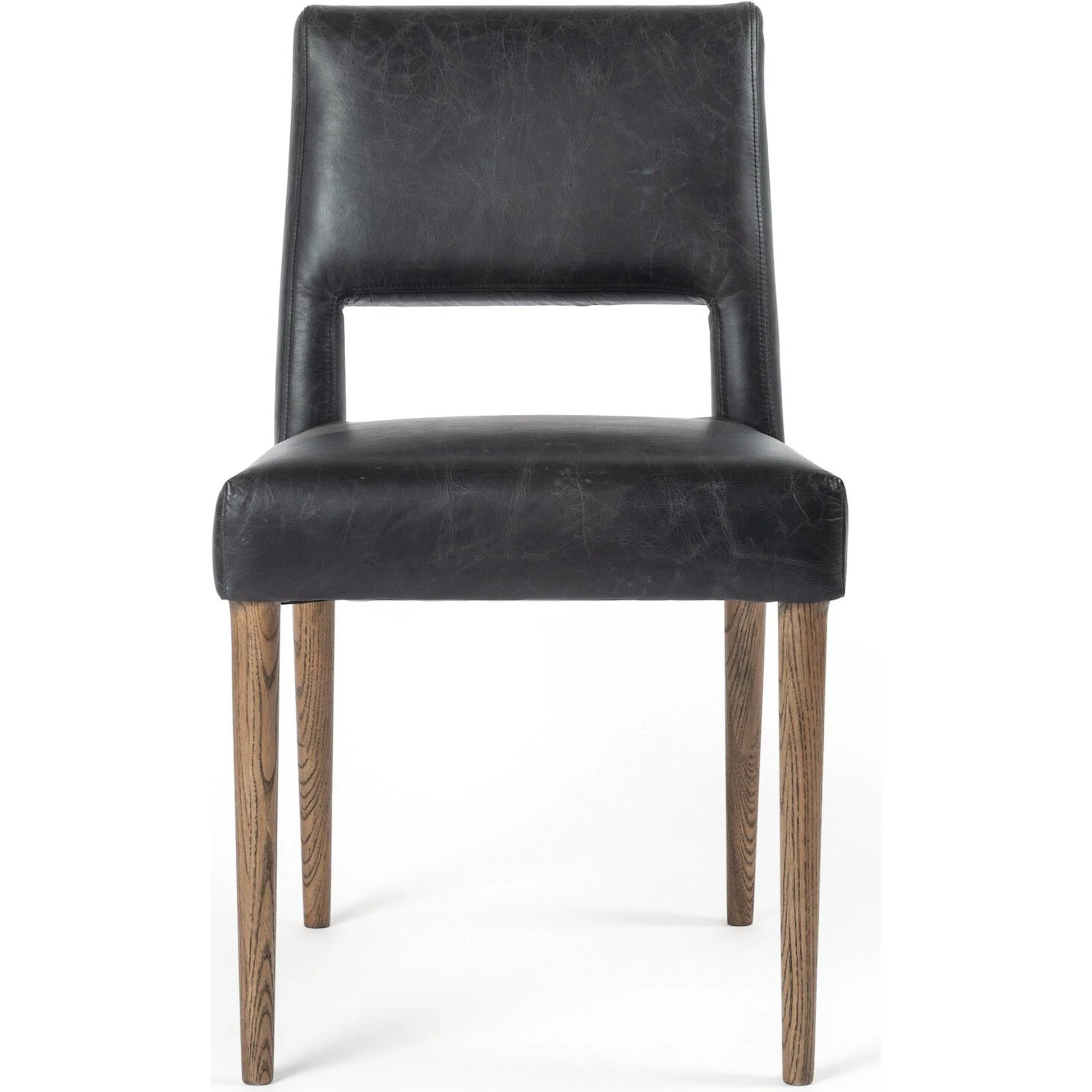Joseph Dining Chair by Four Hands in durango smoke, toasted oak. Made from top grain leather, solid oak in a traditional style.