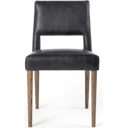 Joseph Dining Chair by Four Hands in durango smoke, toasted oak. Made from top grain leather, solid oak in a traditional style.