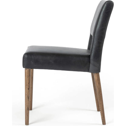Joseph Dining Chair by Four Hands in durango smoke, toasted oak. Made from top grain leather, solid oak in a traditional style.