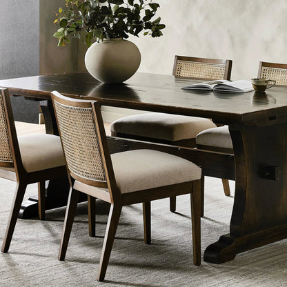 Antonia Cane Armless Dining Chair by Four Hands in toasted nettlewood. Made from unique in a transitional style.