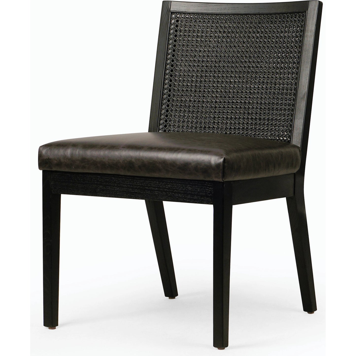 001 SI-1977035 | Primary Silo | Antonia Cane Dining Chair by Four Hands in brushed ebony, sonoma black. Made from top grain leather, solid nettlewood, cane in a modern style.