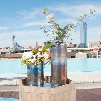 Reina Cylindar Vase by Cyan Design in pyrite. Made from glass in a modern style.