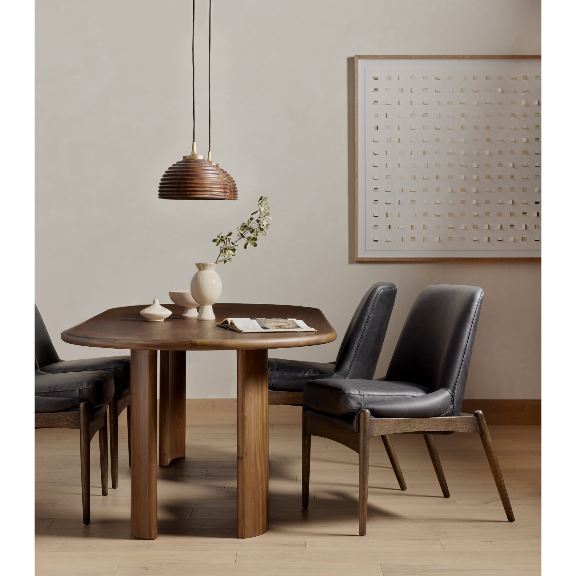 Braden Dining Chair by Four Hands in light camel, warm oak. Made from 100% polyester, solid oak in a modern style.