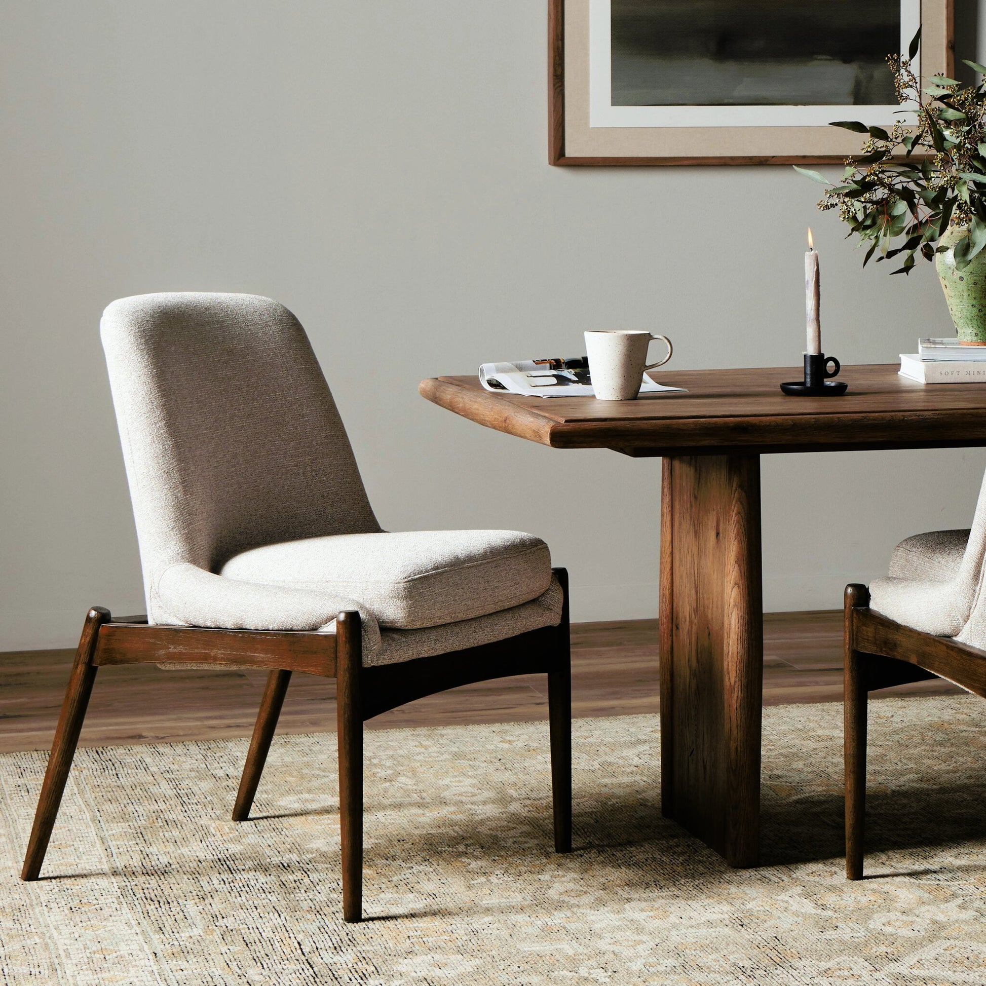 Braden Dining Chair by Four Hands in light camel, warm oak. Made from 100% polyester, solid oak in a modern style.