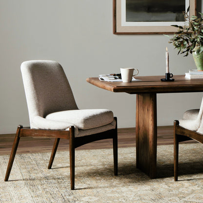 Braden Dining Chair by Four Hands in light camel, warm oak. Made from 100% polyester, solid oak in a modern style.