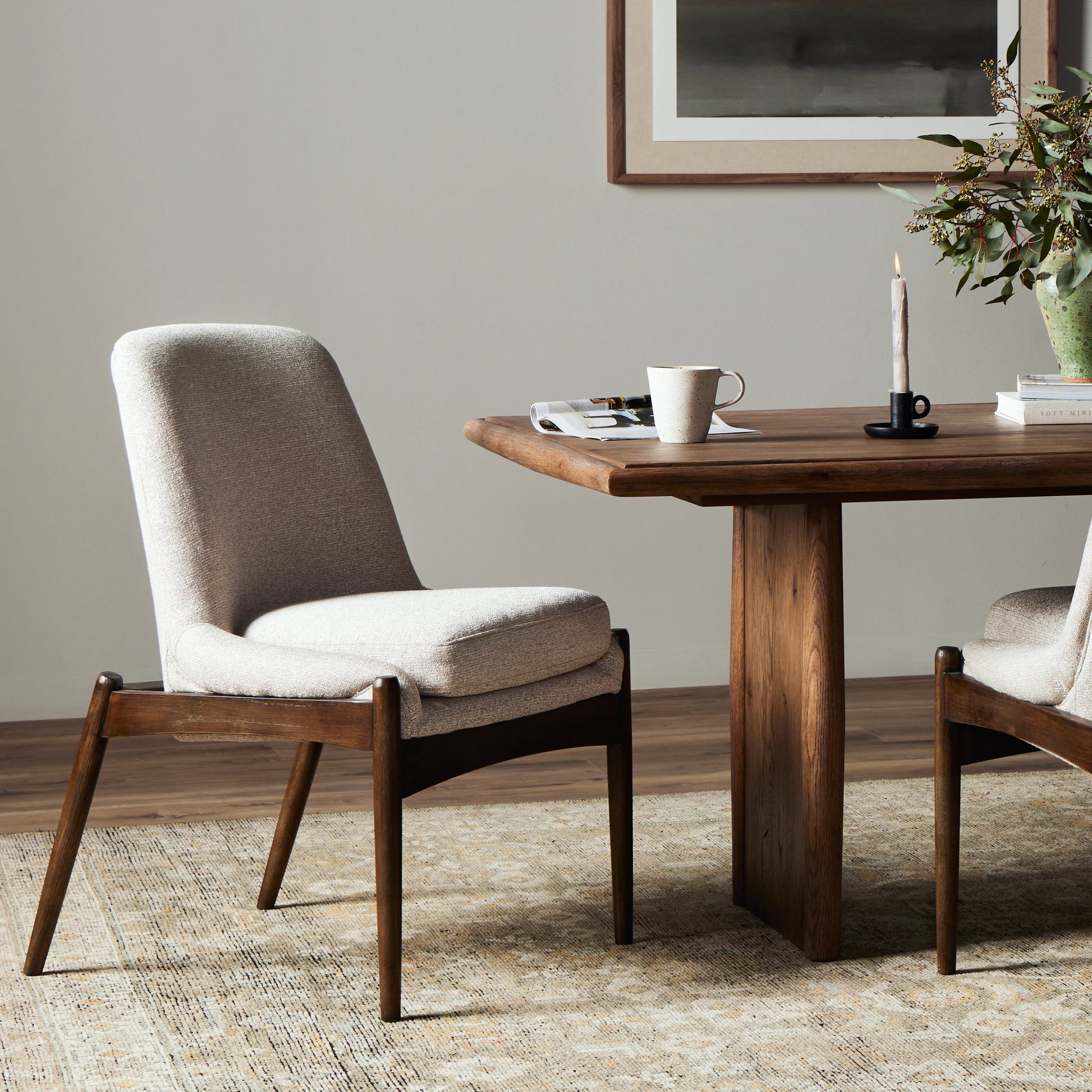 Braden Dining Chair by Four Hands in light camel, warm oak. Made from 100% polyester, solid oak in a modern style.