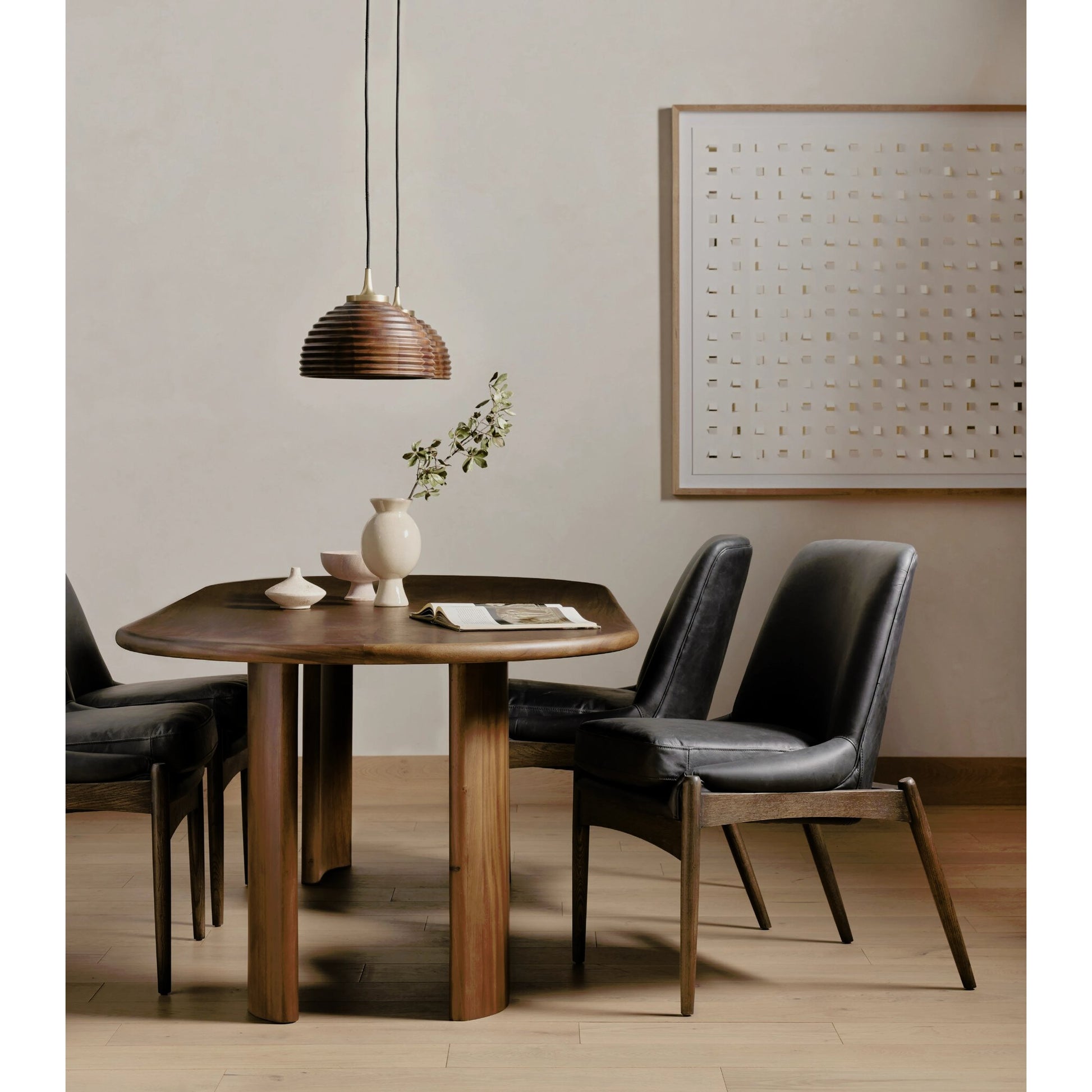 Braden Dining Chair by Four Hands in light camel, warm oak. Made from 100% polyester, solid oak in a modern style.