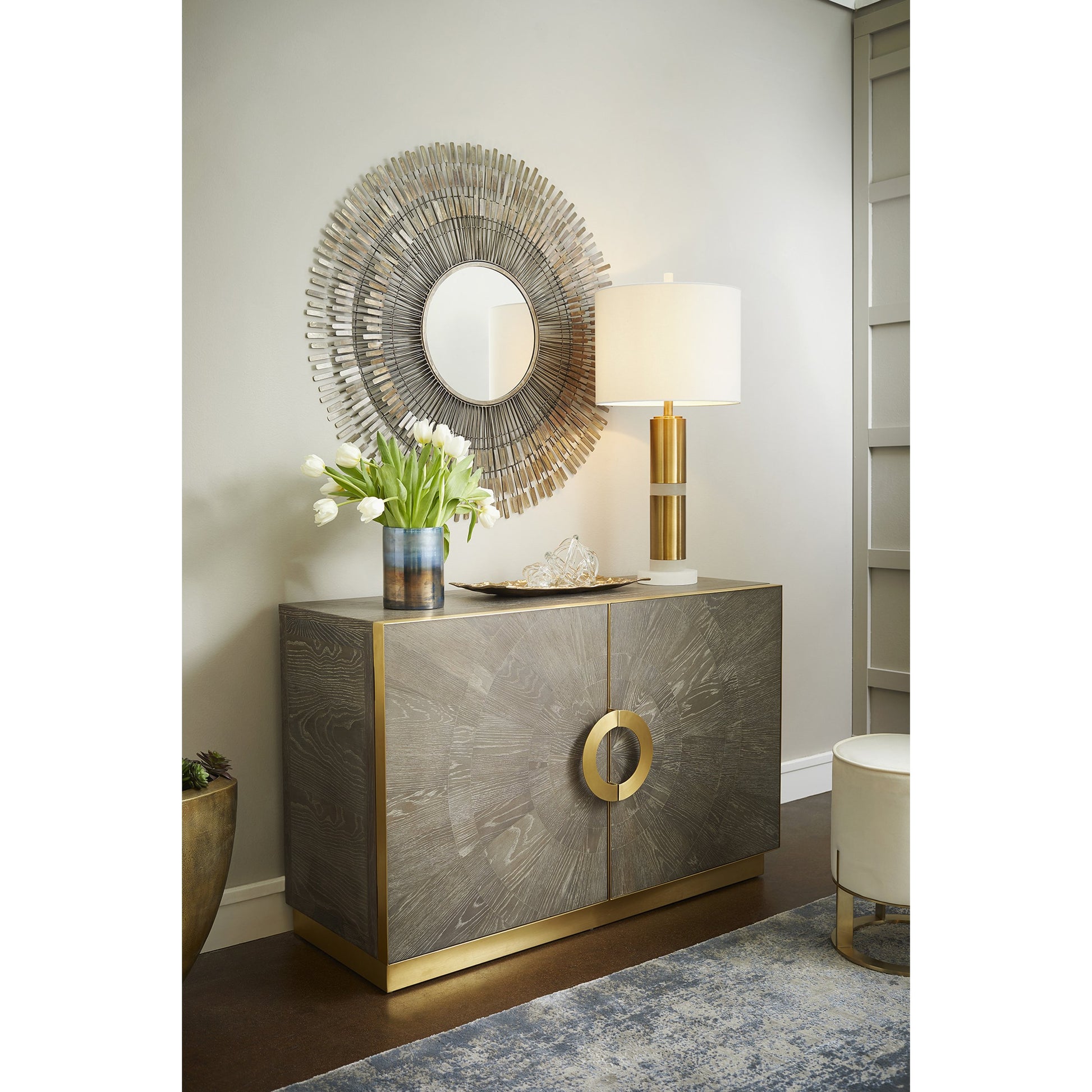 Reina Cylindar Vase by Cyan Design in pyrite. Made from glass in a modern style.