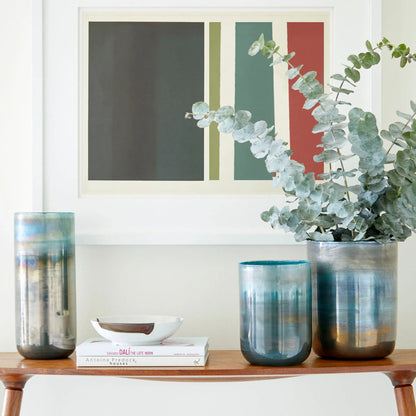 Reina Cylindar Vase by Cyan Design in pyrite. Made from glass in a modern style.