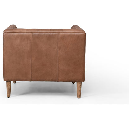 Williams Leather Chair by Four Hands in natural washed camel, weathered ash. Made from top grain leather, solid ash, 100% polyester in a rustic style.