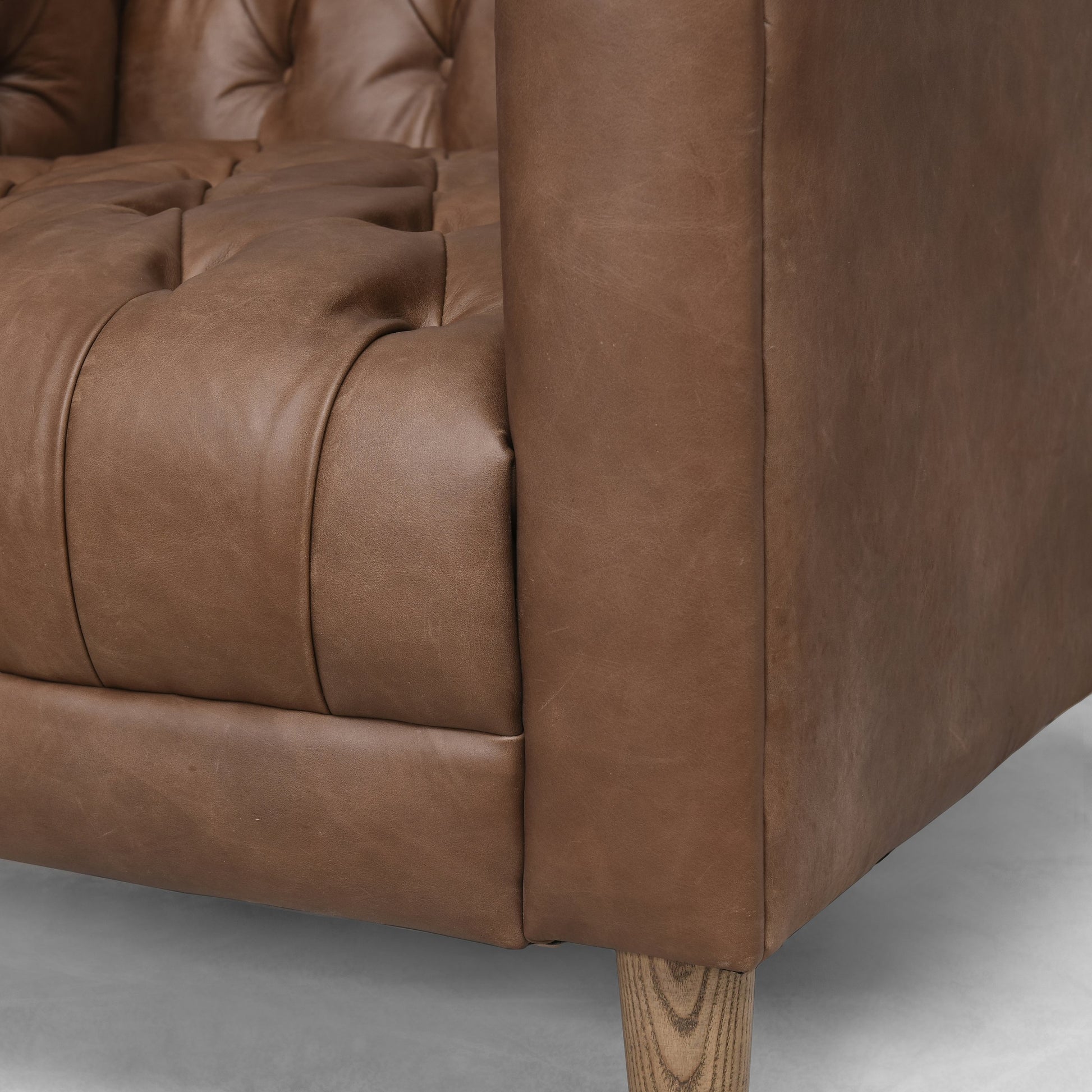 Williams Leather Chair by Four Hands in natural washed camel, weathered ash. Made from top grain leather, solid ash, 100% polyester in a rustic style.