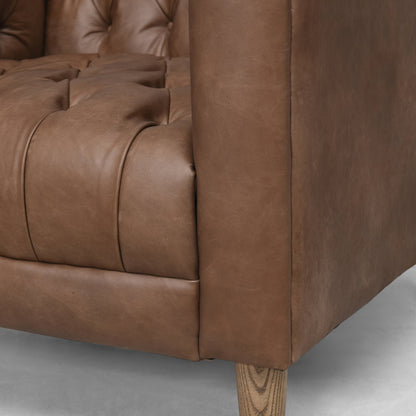 Williams Leather Chair by Four Hands in natural washed camel, weathered ash. Made from top grain leather, solid ash, 100% polyester in a rustic style.