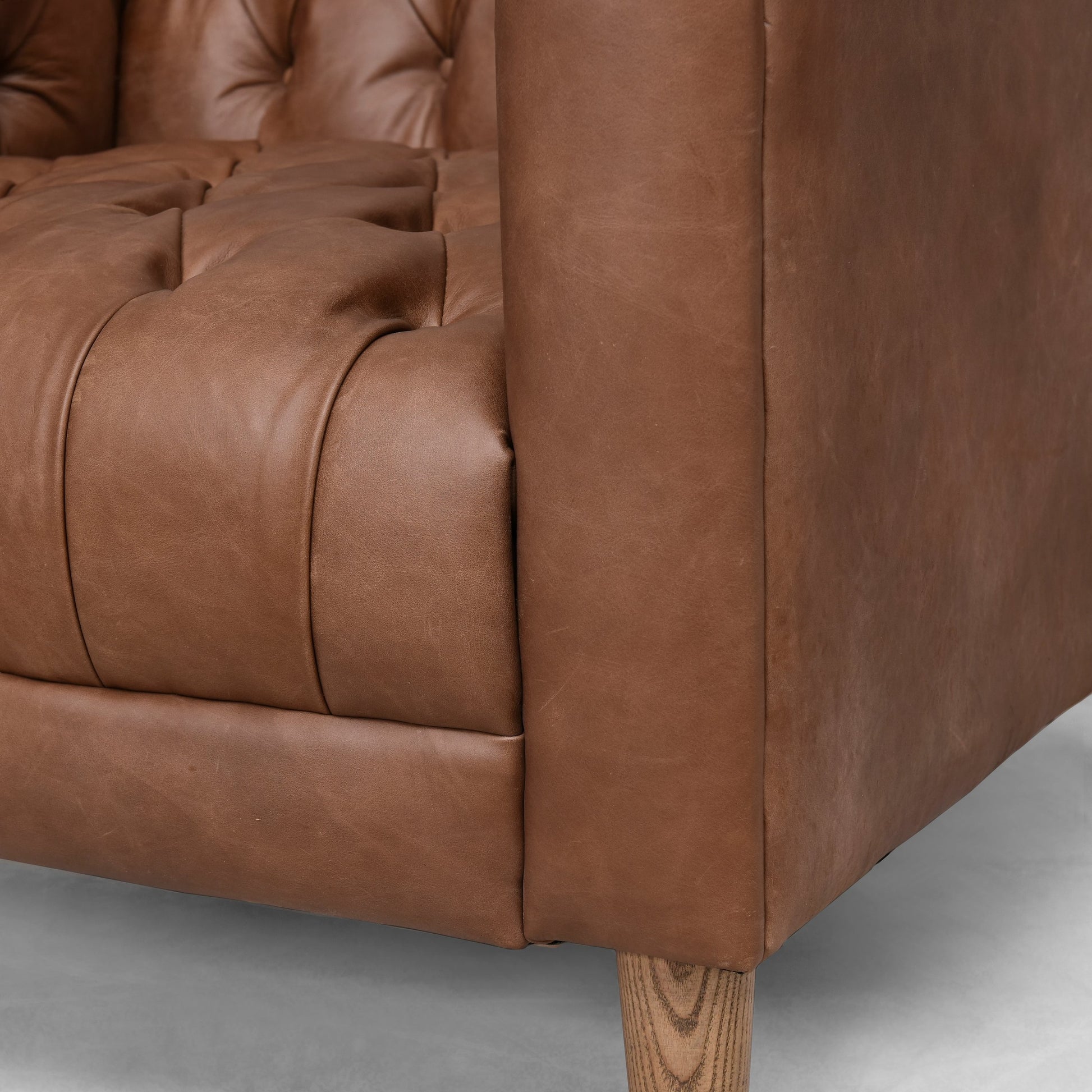 Williams Leather Chair by Four Hands in natural washed camel, weathered ash. Made from top grain leather, solid ash, 100% polyester in a rustic style.
