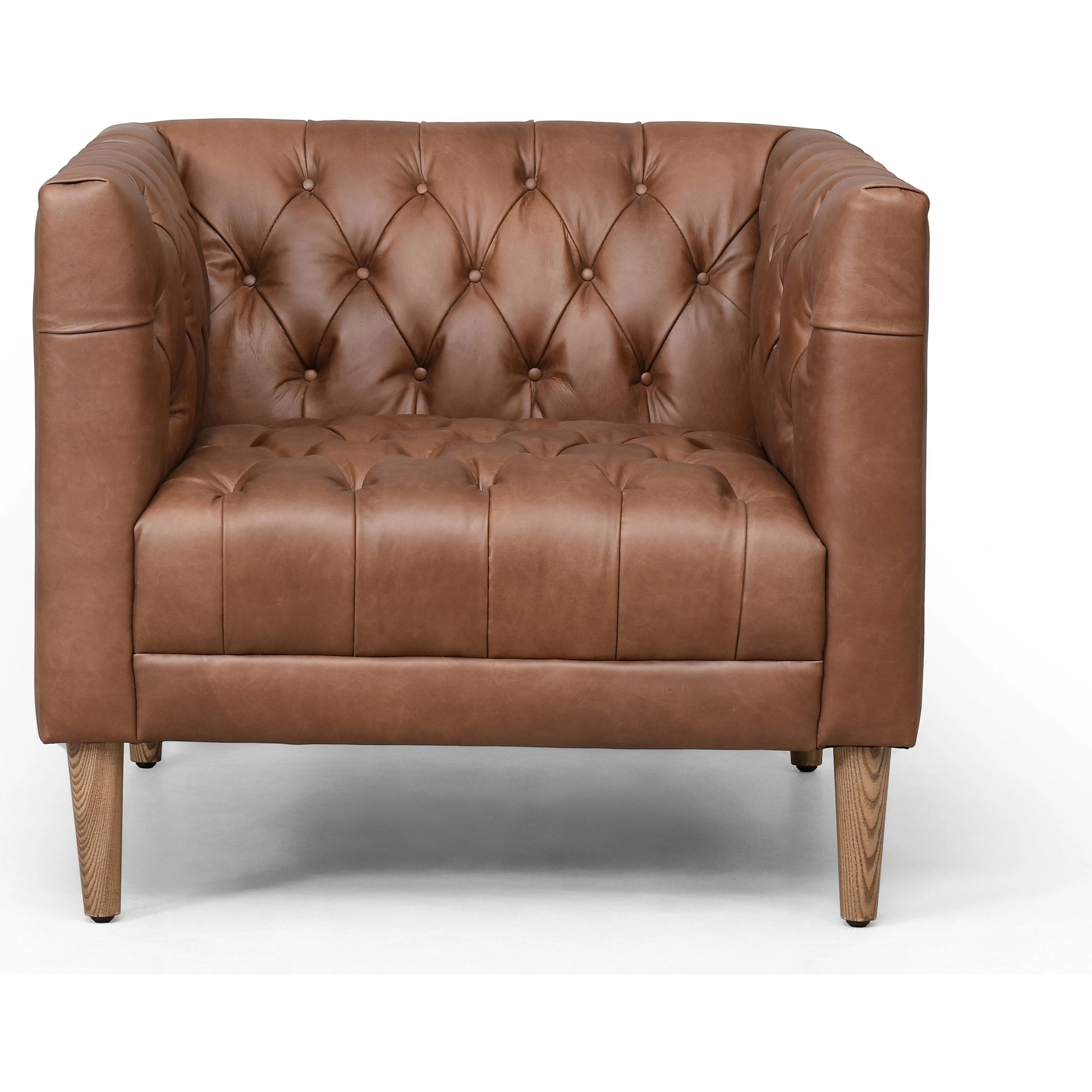 Williams Leather Chair by Four Hands in natural washed camel, weathered ash. Made from top grain leather, solid ash, 100% polyester in a rustic style.